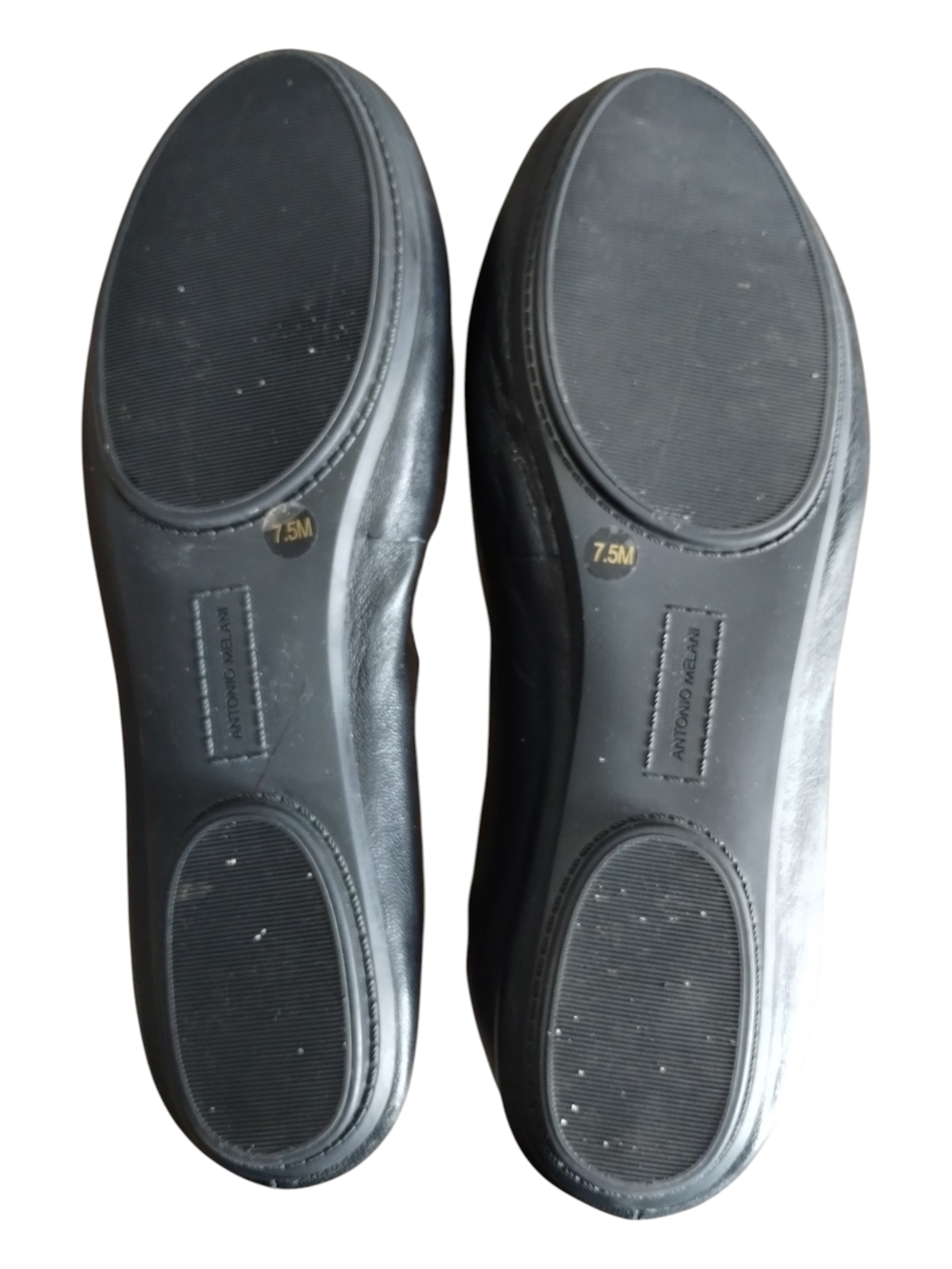 Antonio Melani Black Leather Ballet Flats Size 7.5 Round Toe - Picture 7 of 10